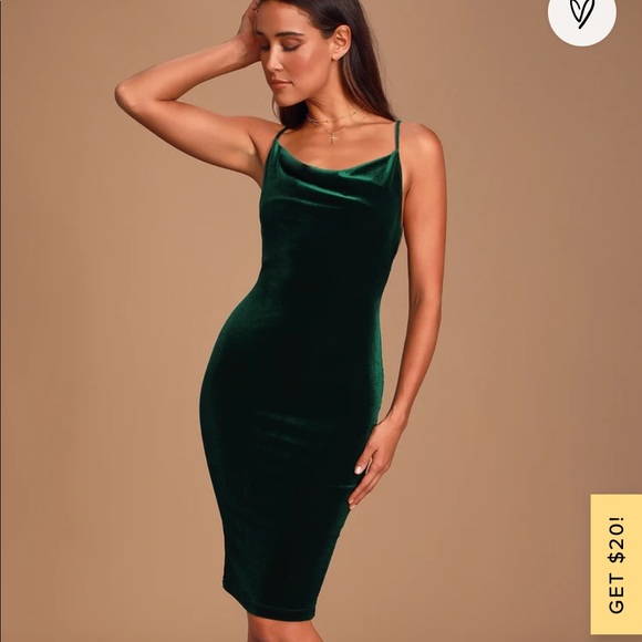 Lulus Dresses & Skirts - Forest green body con velvet cocktail dress lulus